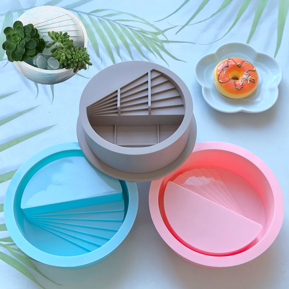 1 piece (creative step shaped flowerpot) silicone mold, DIY juicy plant concrete pot mold, clay mold, candle holder mold