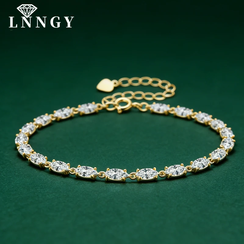 

Изысканный браслет Lnngy с цирконием огранки маркиз, модный регулируемый браслет-цепочка из 14-каратного золота для женщин, ювелирное украшение в подарок на день рождения