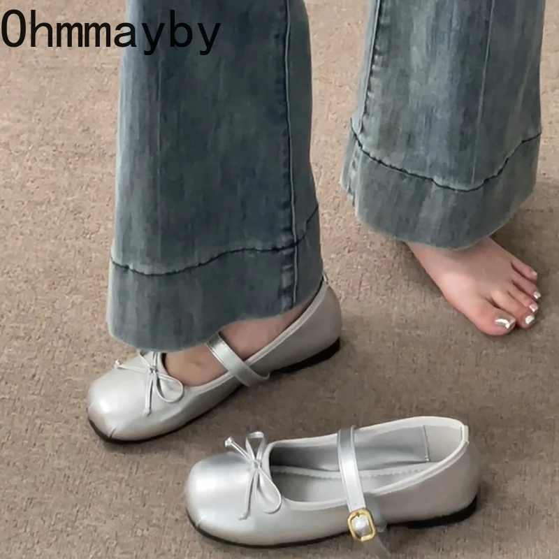 

Новые весенние женские туфли на плоской подошве с круглым носком, неглубокие женские повседневные балетки, элегантные модельные туфли из мягкой кожи