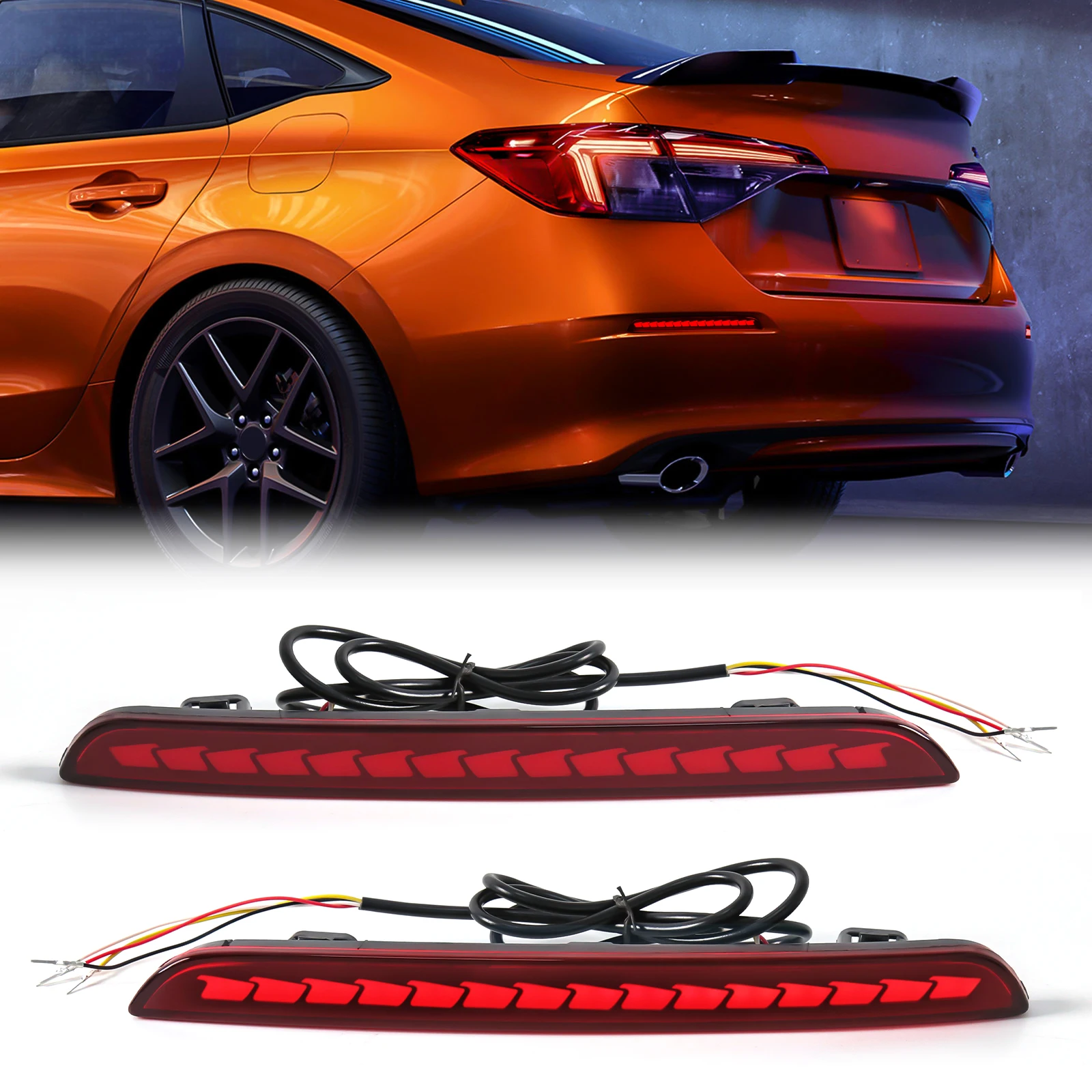 LED Turn Signal Lamp For Honda Civic 2021 2022 2023 Rear Bumper Reflector Light Multi-function Tail Lamp Car Accessories