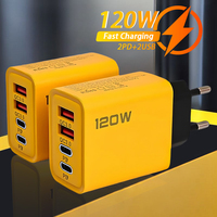 120W Fast Charging 4 Ports Mobile Phone Charger Dual PD Wall Adapter EU US Plug QC 3.0 USB Type C Chargers For Mi iPhone Samsung