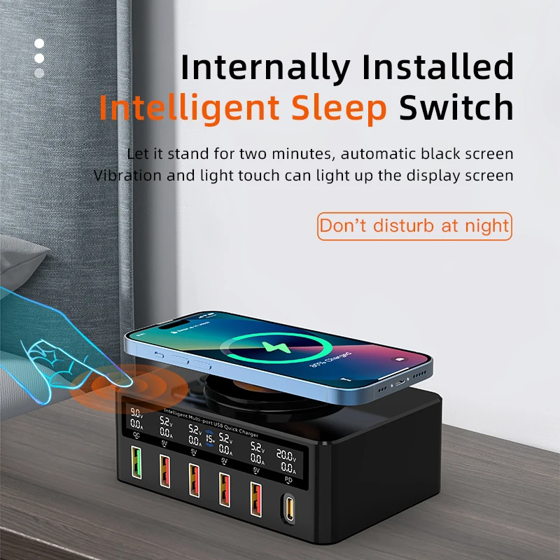 65W GaN-oplader USB C Snelle desktop 6-poorts USB Type C PD-oplader Snel opladen 3.0 USB Type C snellader voor iPhone17 16 Samsung