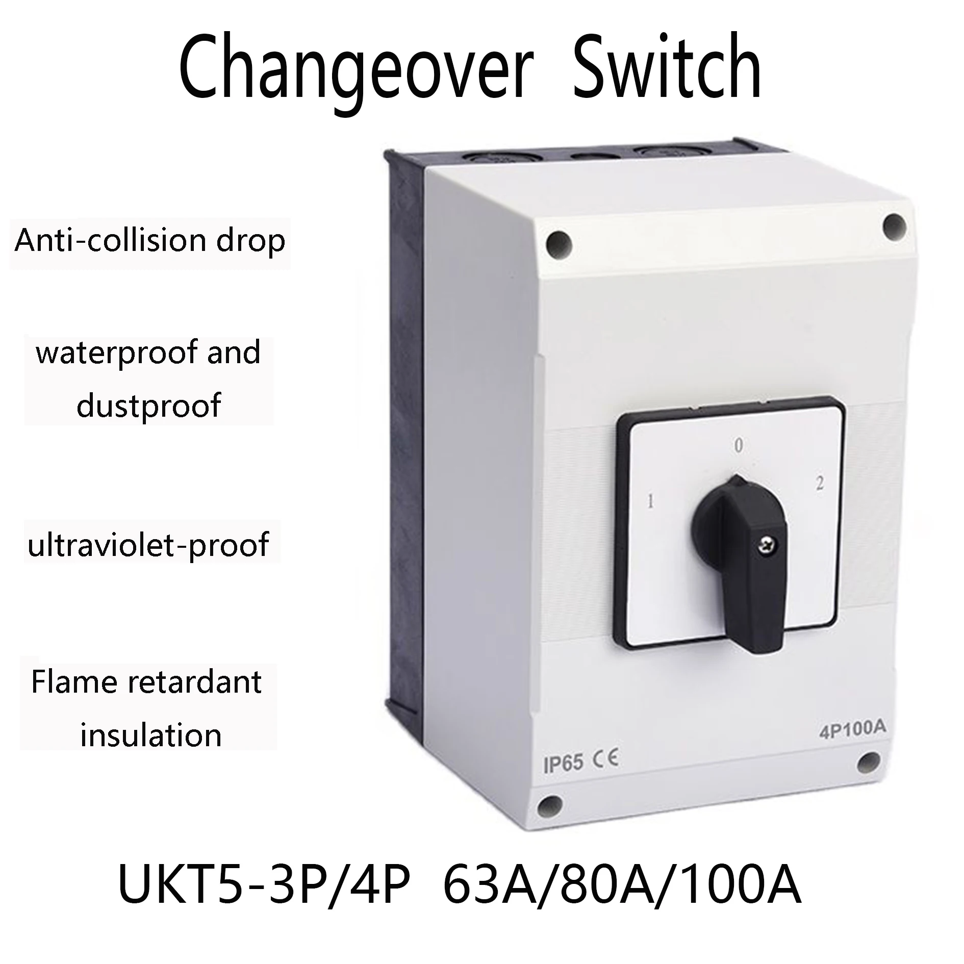 Waterproof Safety Switch Selector IP65 4Pole 100A Rotary Cam Switch Electrical Control Motor  Three Position Change Over Switch