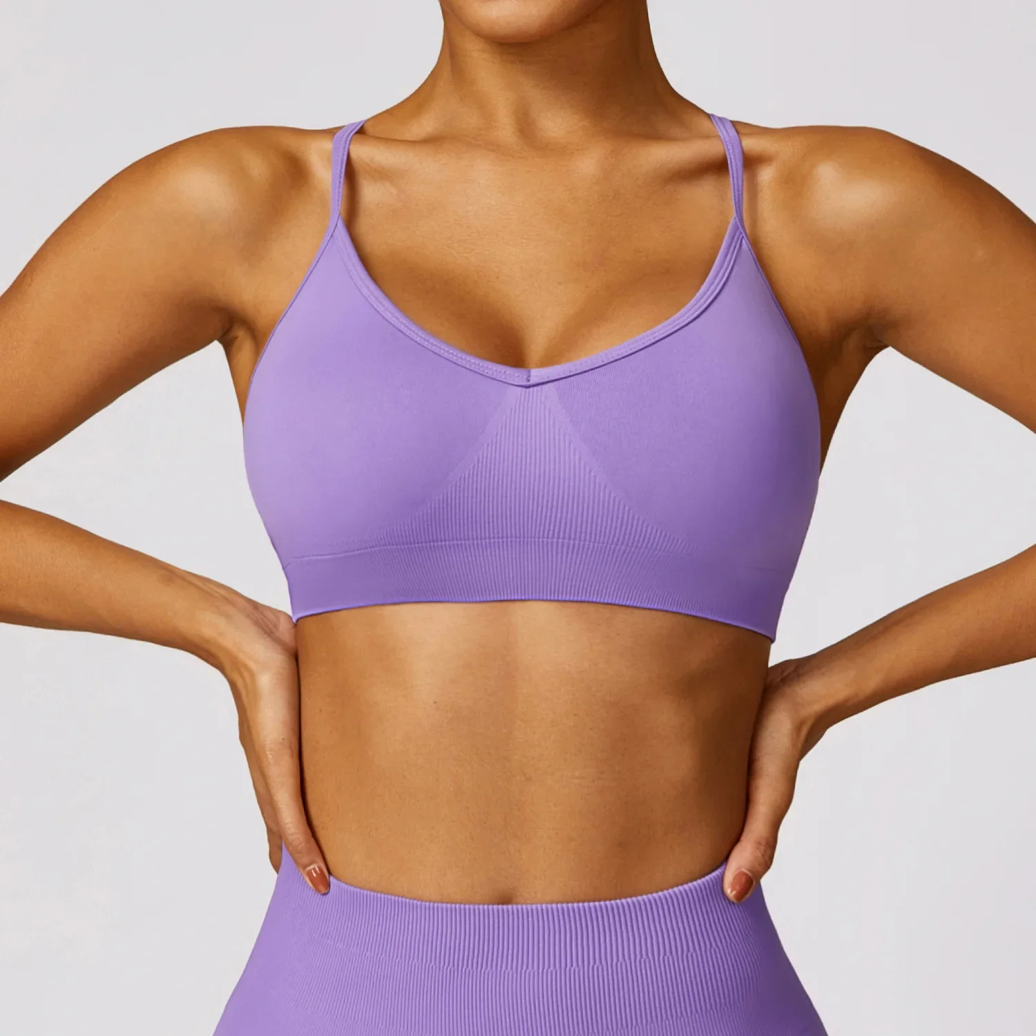 New Women's Gym Sports Bra Tops Seamless Hollow Out Criss Cross Quick Drying Yoga Underwire Open Back High Support Running Bras