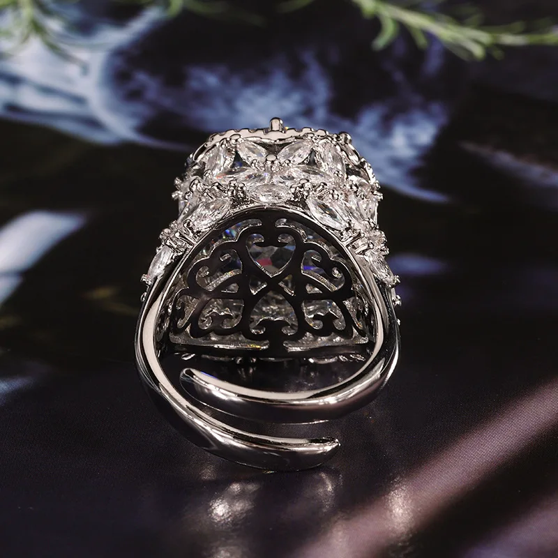 KQDANCE Luxury Cushion Cut 14*16mm Created Papalacha Sapphire Blue Redcorundum RUby Rings Designer Copper Jewelry