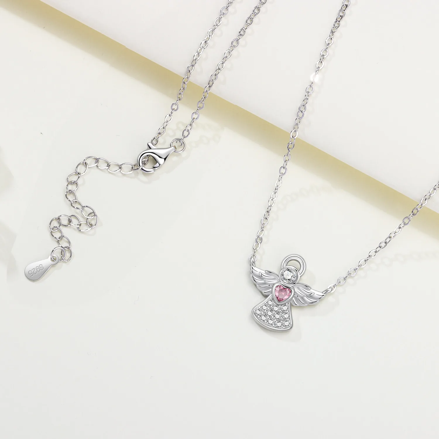 925 Sterling Silver Guardian Angel Necklace Religious Symbol Original Design Fine Jewelry Birthday Holiday Gifts For Women