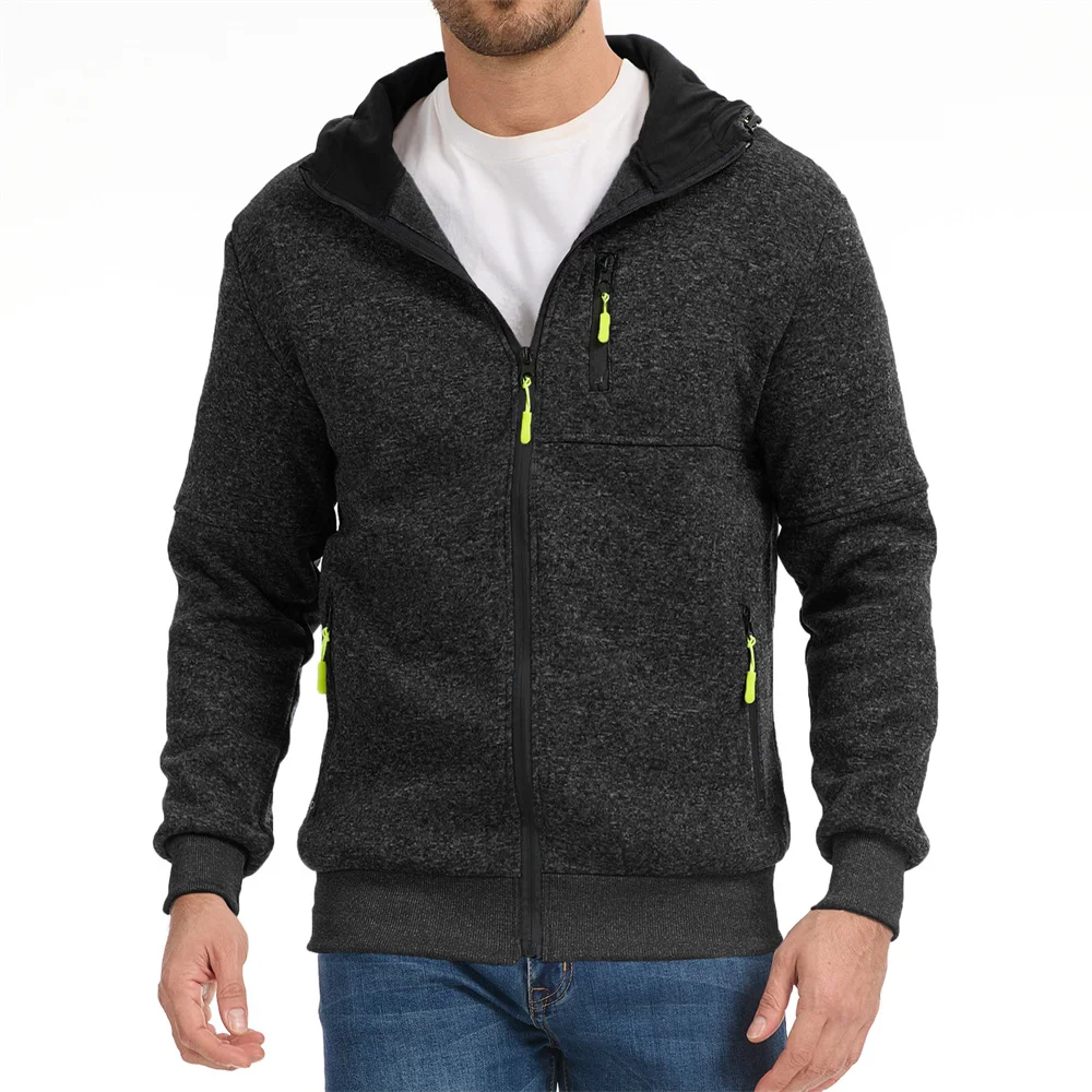 Autumn Men's Jackets Slim Fit Zipper Design Hooded Windproof Solid Color Fashion Male Sweatshirts Jacket Classic Outwear