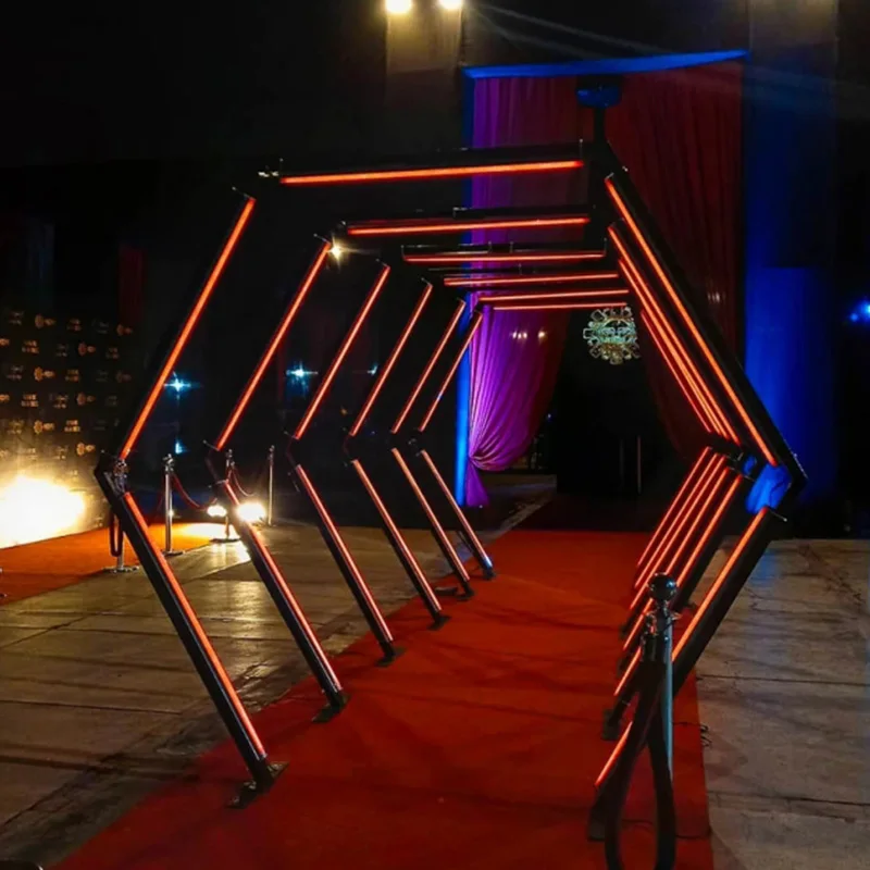 Custom RGB Light Emitting Diode Light Tunnel with Glow Effect Wedding Party Entrance Decoration Neon Walkway