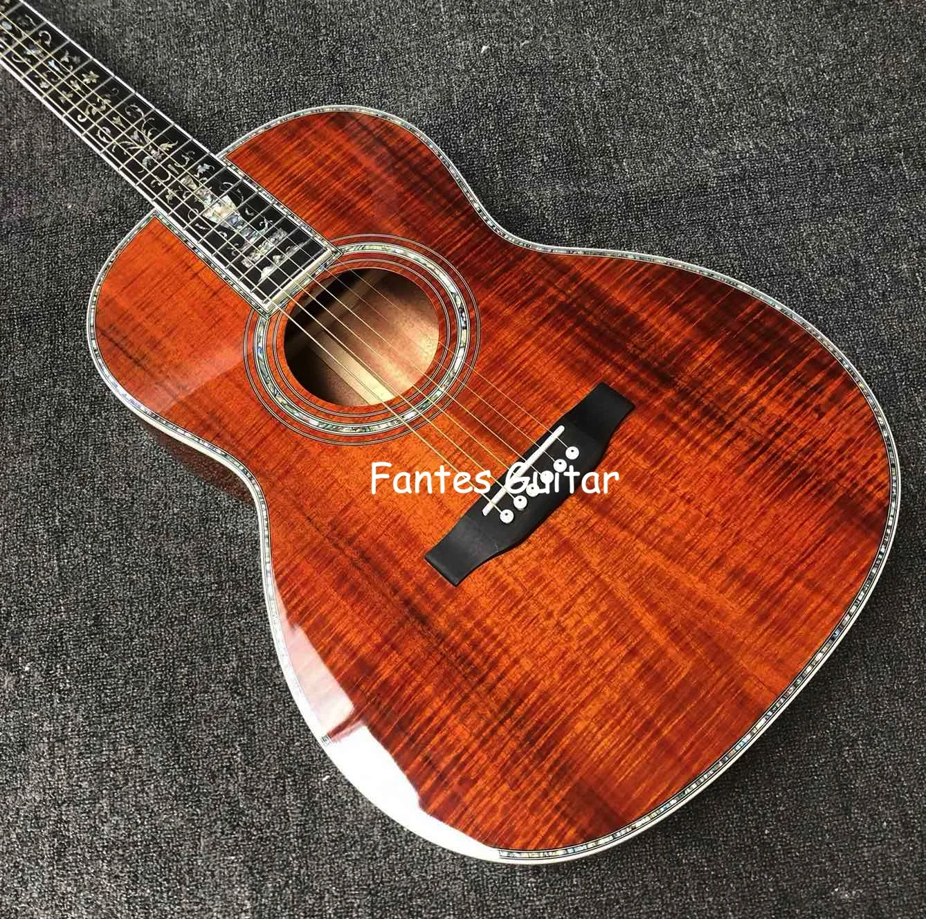 

Custom 39 inch koa wood OOO45 parlor acoustic guitar 100 all real abalone parlor acoustic electric guitar 000 45