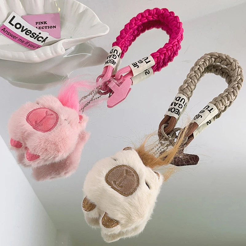 Non-mainstream Capybara Keychain Phone Case Hanging Rope Kawaii Cartoon Plush Phone Strap Backpack Pendant Decoration Gifts