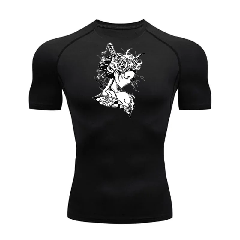 

Blossom Print Short Sleeve Compression Shirts for Men Summer Athletic Quick Dry T-shirts Gym Workout Running Tees Sporty Tops