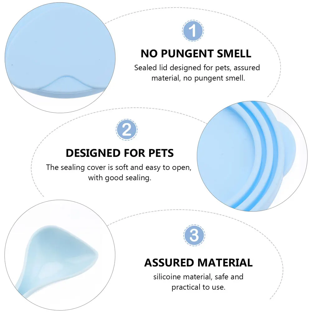 

3pcs Sealed Cap Feeding Spoon Pet Food Can Lid Silicone Cover Universal for Round Cans Leak Proof Insulated Cat Bowl Accessories