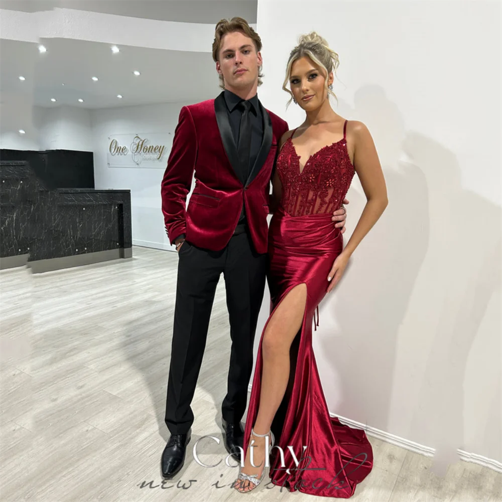 

Cathy Exquisite Sequins Chest Vestidos De Noche Sexy Silk Mermaid Prom Dress 2023 Spaghetti Strap Fishtail فساتين السهرة