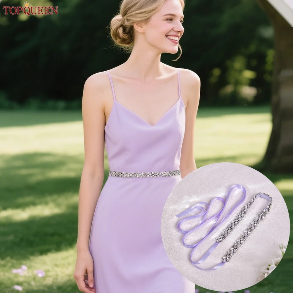 

TOPQUEEN свадебный пояс, женское вечернее платье, украшение на талию, серебряный пояс со стразами и кристаллами, аппликация S16