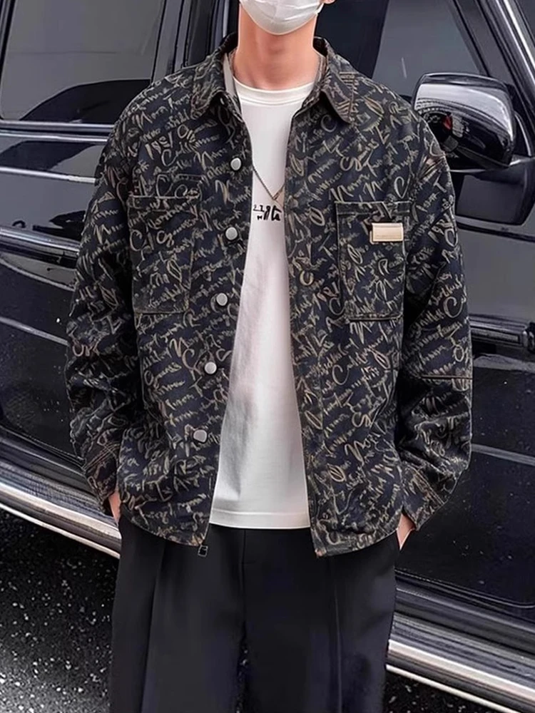 

Мужская джинсовая куртка с вышивкой Waed, весенне-осенняя, свободного кроя, повседневная, с воротником, модная брендовая верхняя одежда, молодежная, популярная модель