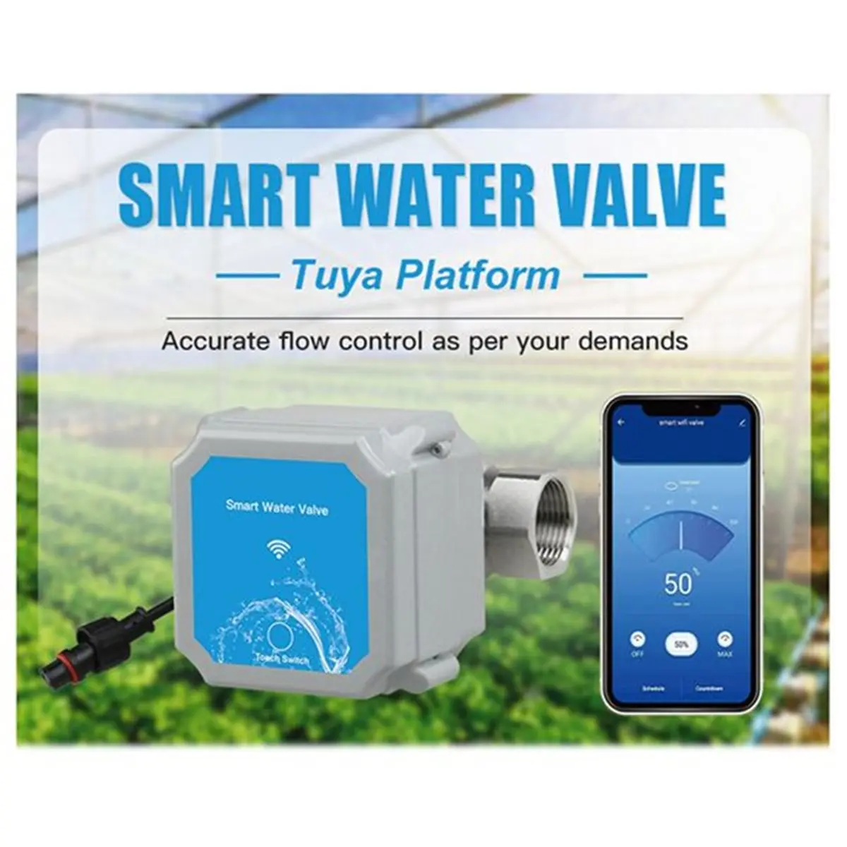 A14M Tuya Wifi Water Valve Intelligent Shut Off Open Rate 0% to 100% Garden Life Faucet Automation Controller DN25