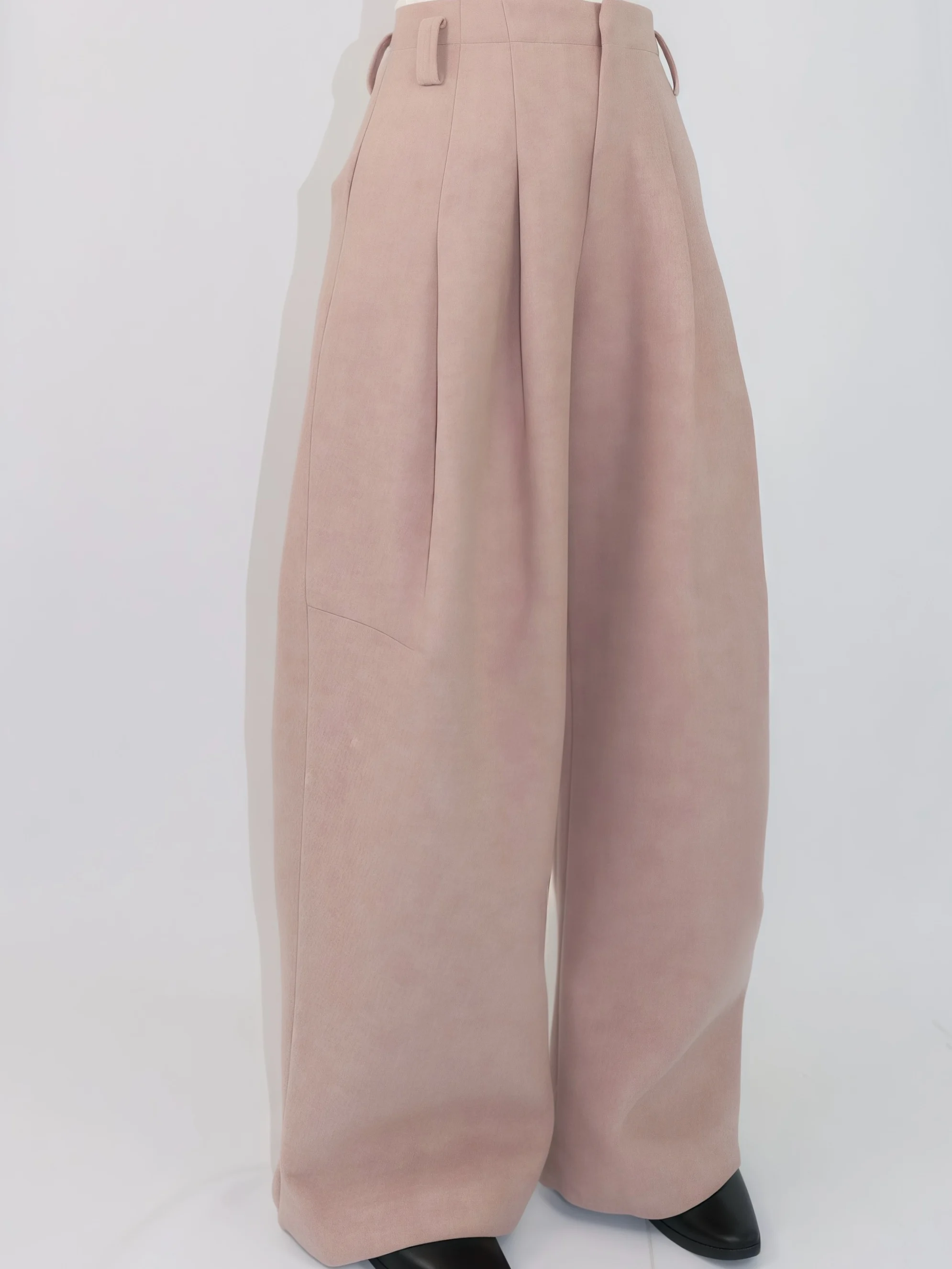 

Thiened Warm Woolen Wide Leg Pants Pink Glutinous Rice Profional High Waist Zipper Closure High Quali Winter Faionab...