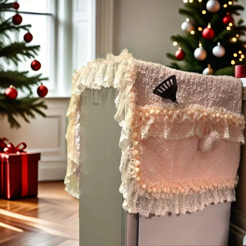 

Розовый кружевной чехол для холодильника (двустворчатый/одностворчатый) с сумкой для хранения, пылезащитный, в корейском стиле, квадратный.