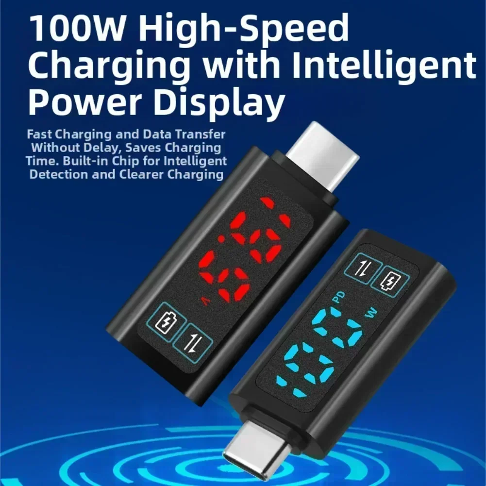 High Speed Data Transmission Type C Fast Charging Adapter with Digital Voltage Display 100W Output and Voltage Range DC 5 to 24V