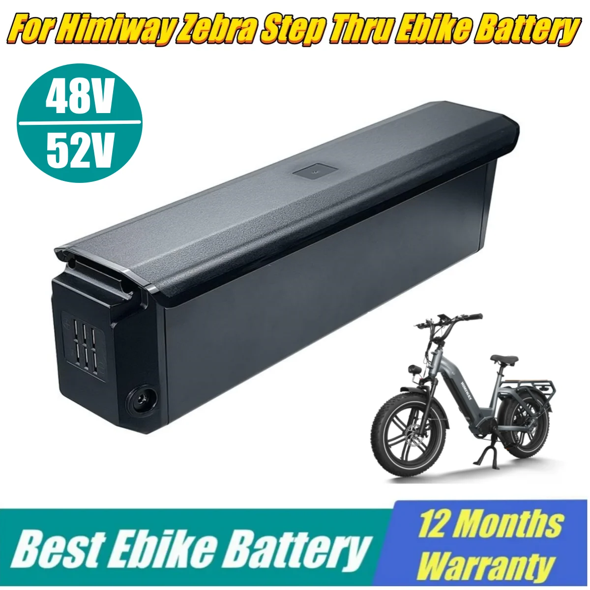 

Himiway Big Dog Zebra Cobra Pro Step Thru Fat Tire Ebike Battery 48V 52V 20Ah for Bafang M500/M600 Electric Bike Frame BT F15