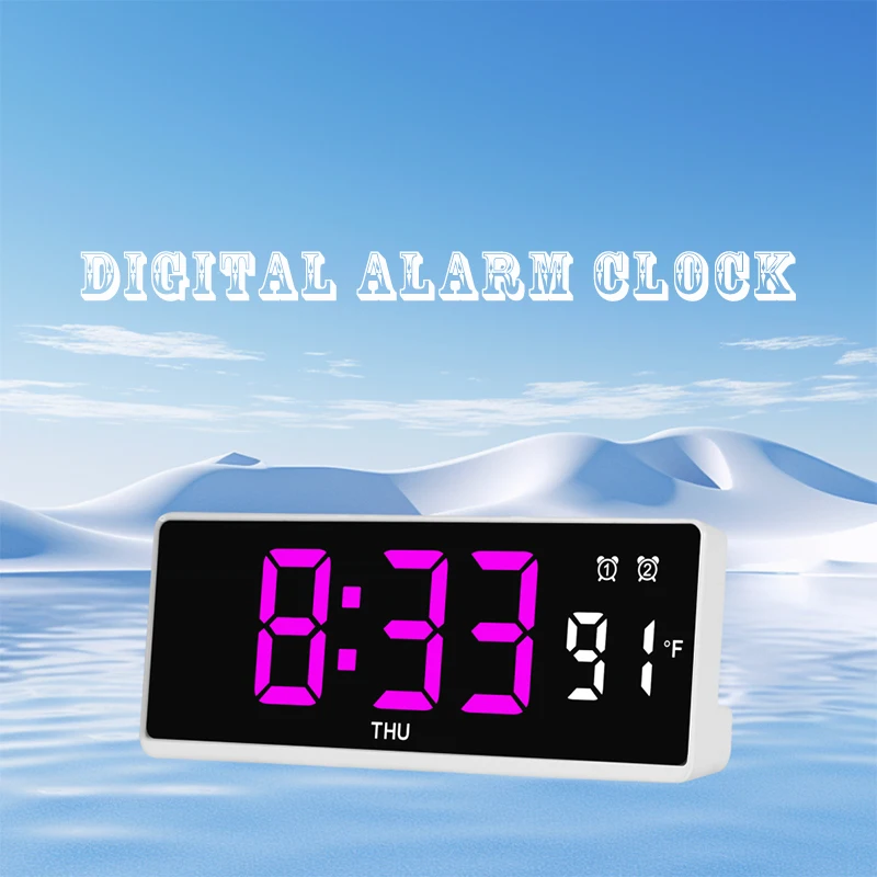 Digital Alarm Clock Desk Electronic Clock with Temperature and Week Display for Bedroom Office Decoration Niditon