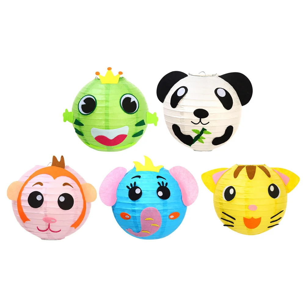 5 Stücke Kinder DIY Laterne Material Kit Papierlaternen Partydekorationen Einfache Installation Entfernen Sie Papierlaternen Kinderlaternen