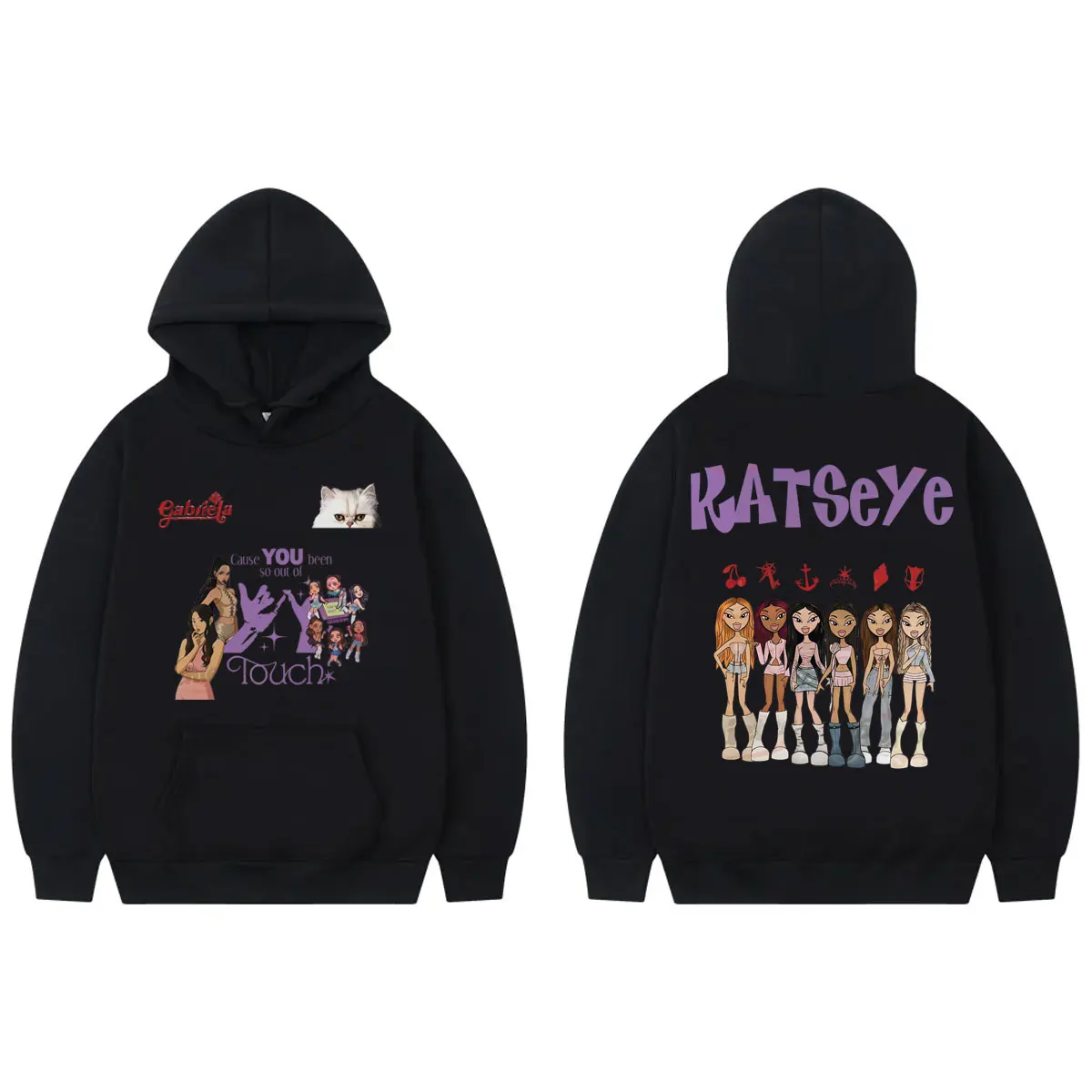

Korean Kpop Katseye Cartoon Graphic Hoodie High Quality Fashion Hooded Sweatshirts Men Women Clothing Casual Oversized Pullovers