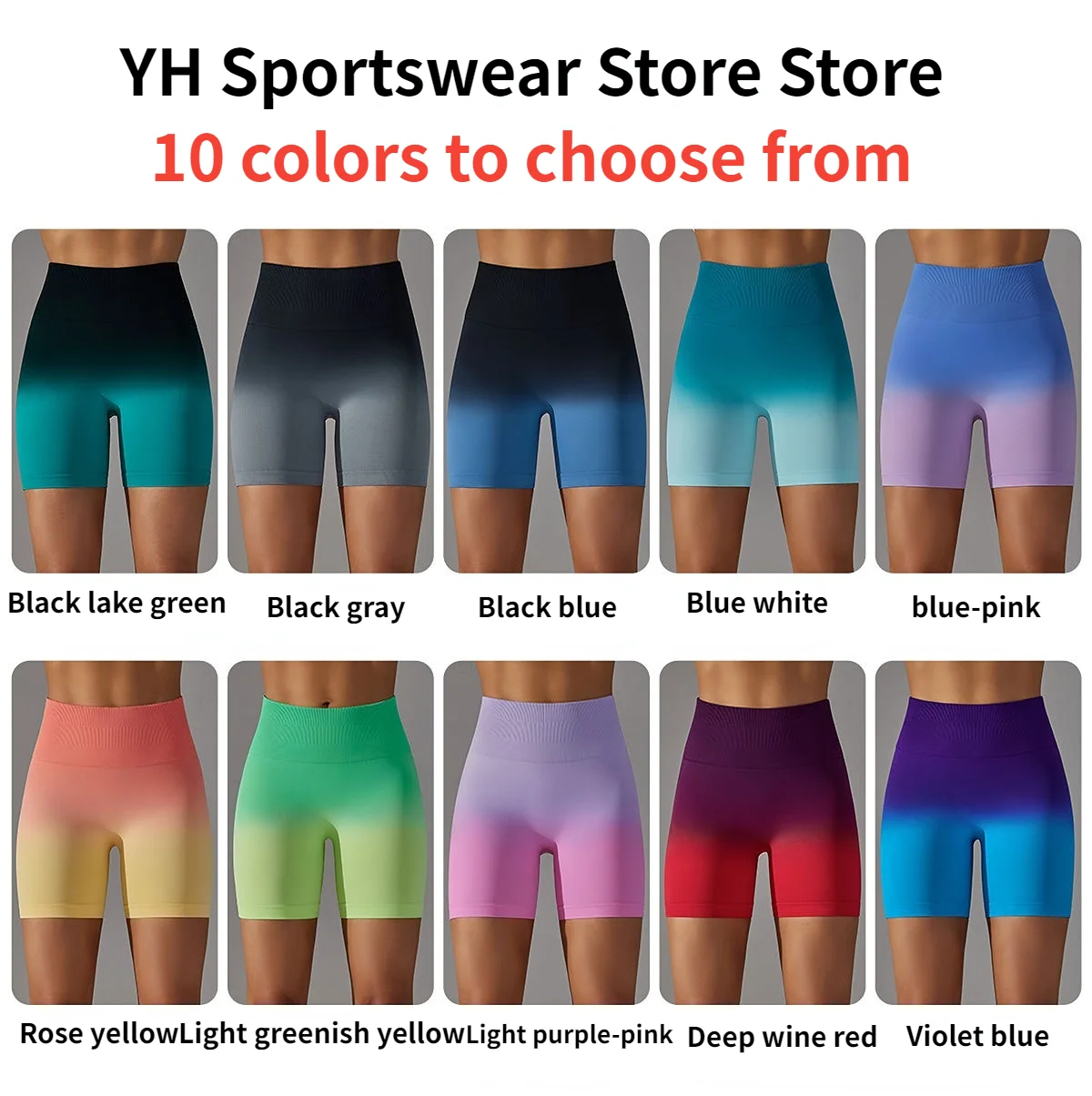 Seamless Gradient Sport Shorts Women Workout Shorts Gym Running High Waist Yoga Shorts Push Up Hip Super Stretchy Fitness Shorts