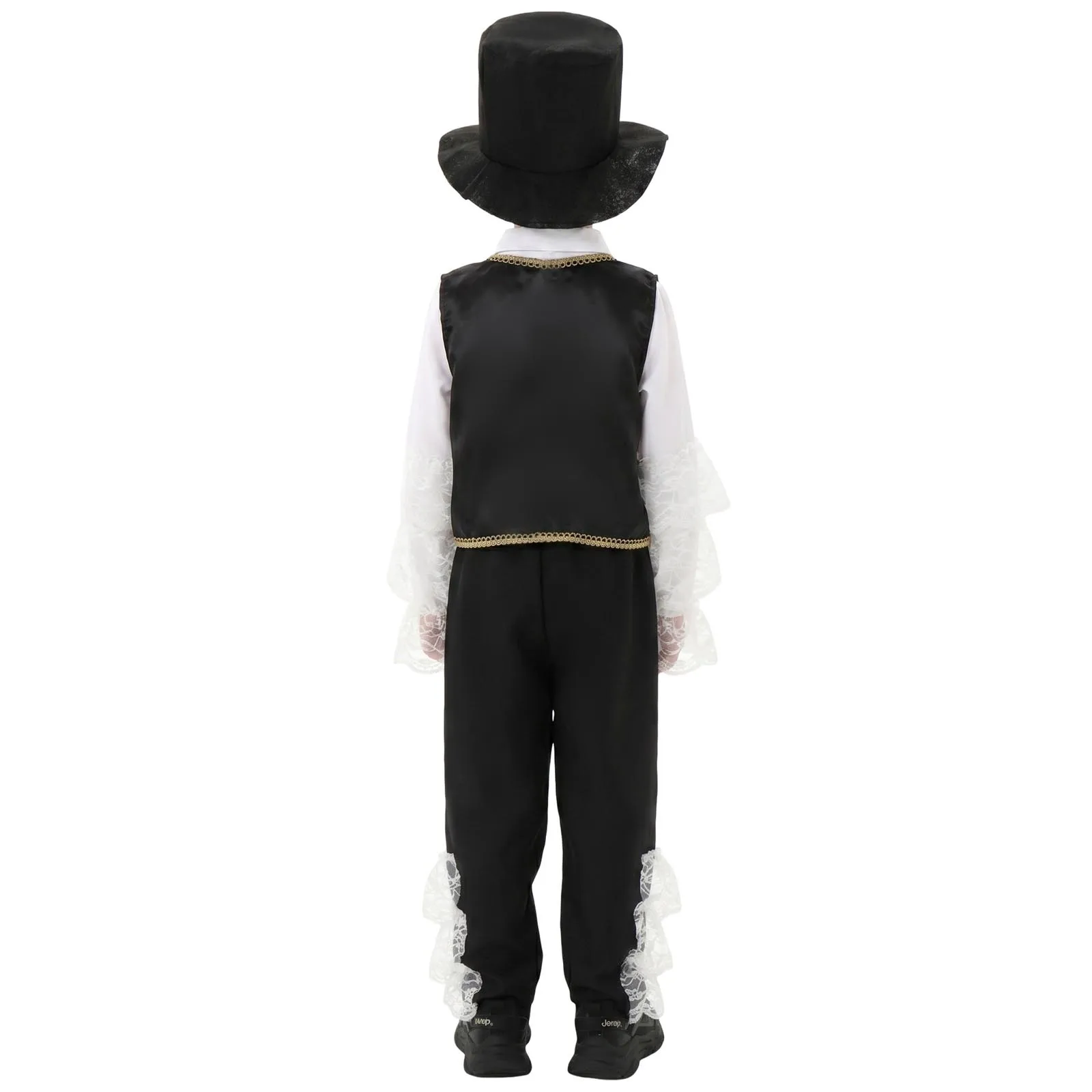 Kids Boys Retro Renaissance Costume Ruffled Long Sleeve Shirt Open Front Vest Waistcoat Pants Belt Hat Set Carnivals Performance