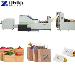 High Speed KFC FOOD Paper Bag Making Machine V Bottom Paper Bag Making Machine with Rope Handle for Sale