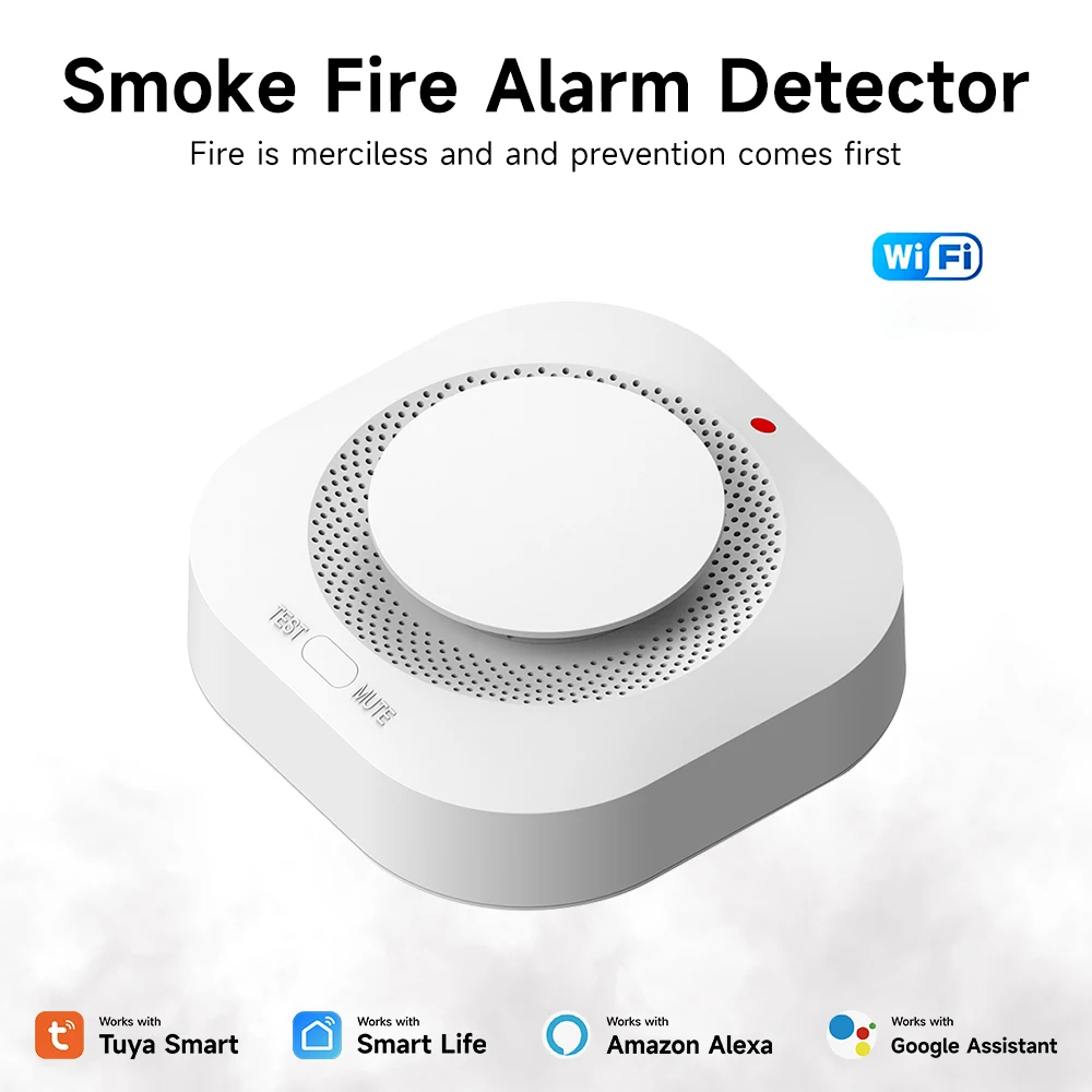 Tuya WiFi 스마트 연기 감지기 경보 센서 스마트 라이프 APP를 통한 홈 보안 시스템 용 홈 보안 화재 방지