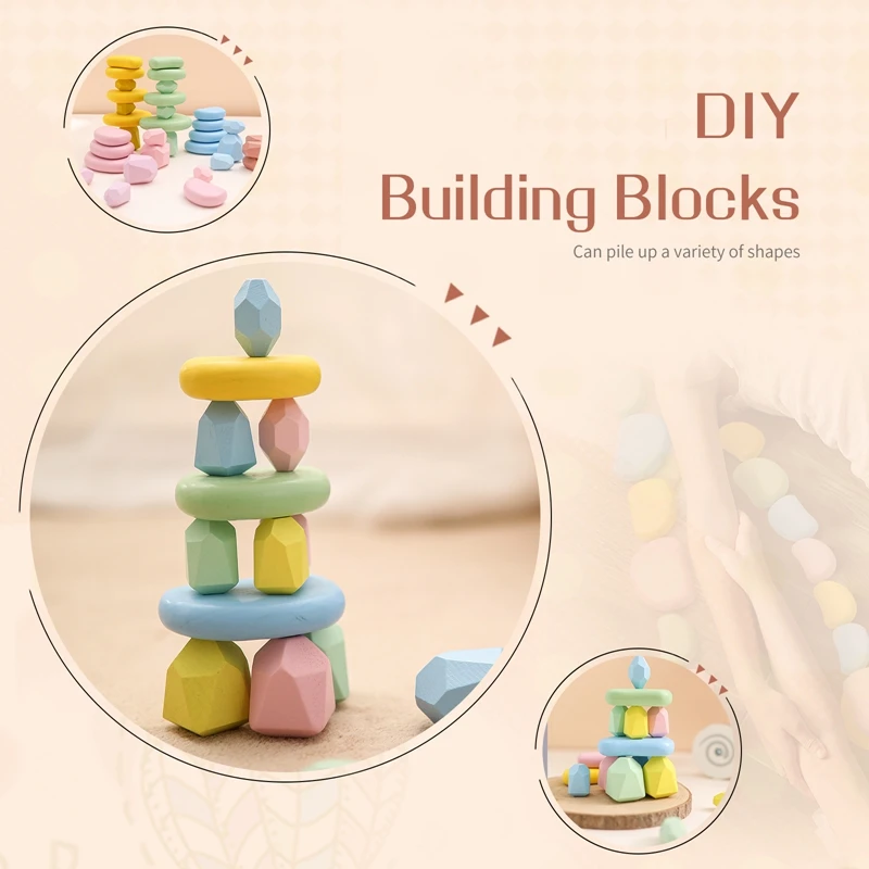 1 Set baby Rainbow Blocks  Wooden Stacked Stone Set Montessori Game for Children  Color Early Education toys  Constructor Wooden