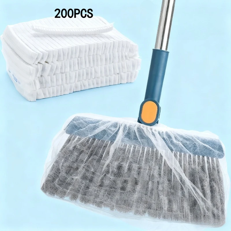 200pcs Disposable Broom Cover, Ground Hair Cleaning Cover, Crevice Dust Adsorption Cleaning Tool