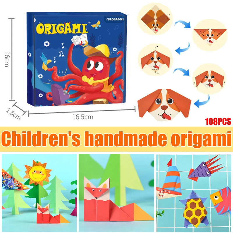 Baby Craft Toys Cartoon Animal Origami Paper Cutting Book Kids Paper Cut Puzzle Early Learning Educational Toys Gifts