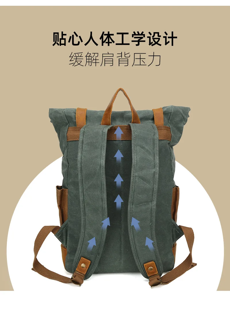 

Vintage Canvas and Crazy Horse Leather Backpack for Men and Women with Waterproof and Anti-Theft Design bolsas backpacks mochila