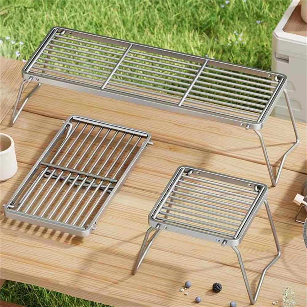 Parrilla de barbacoa plegable de acero inoxidable, parrilla de barbacoa portátil para acampar al aire libre, parrilla de picnic de varios tamaños (S/M/L)