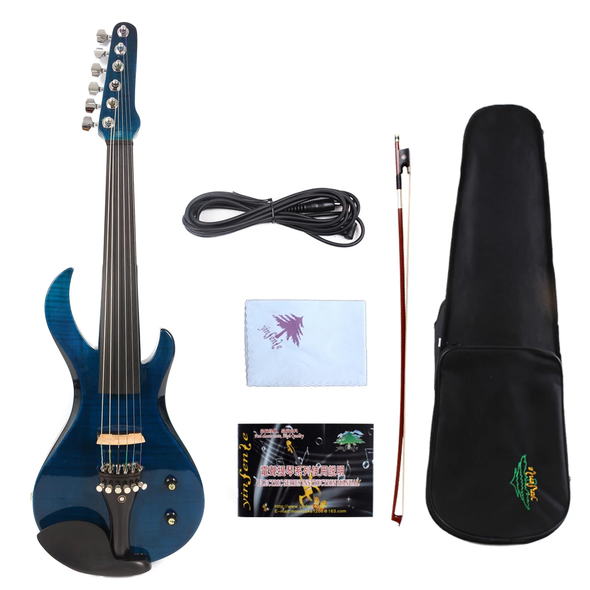 

6 String BLUE Electric Violin New 4/4 Flame guitar shape Solid wood Powerful Sound EV20-12