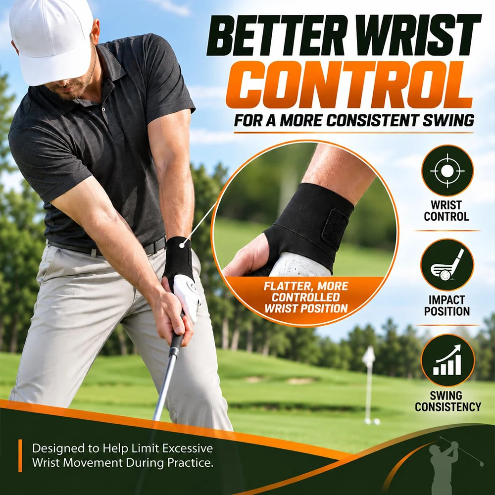 1/2PCS Swing Lock Pro Golf Wrist Wrap, Golf Wrist Trainer for Swing Control & Stability, Adjustable Ultra-Thin Wrist Brace