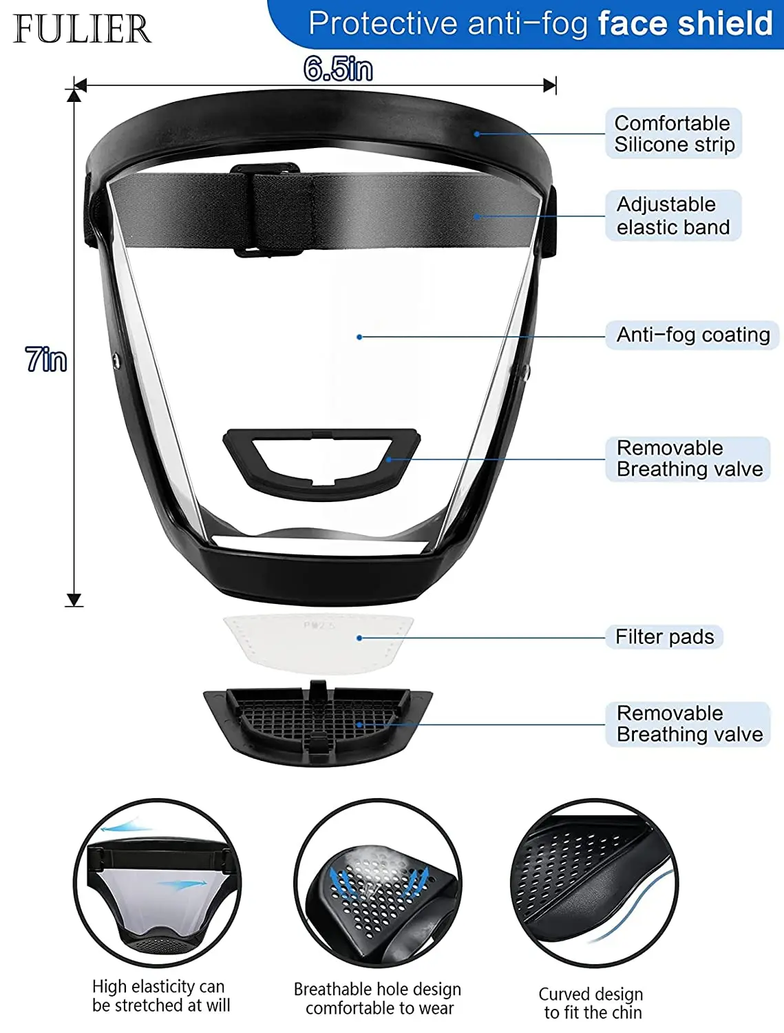 Safety Face Shield Wiederverwendbare Full Face Transparent Atmungsaktives Visier Windproof Staubschutz Gesichtsschutz