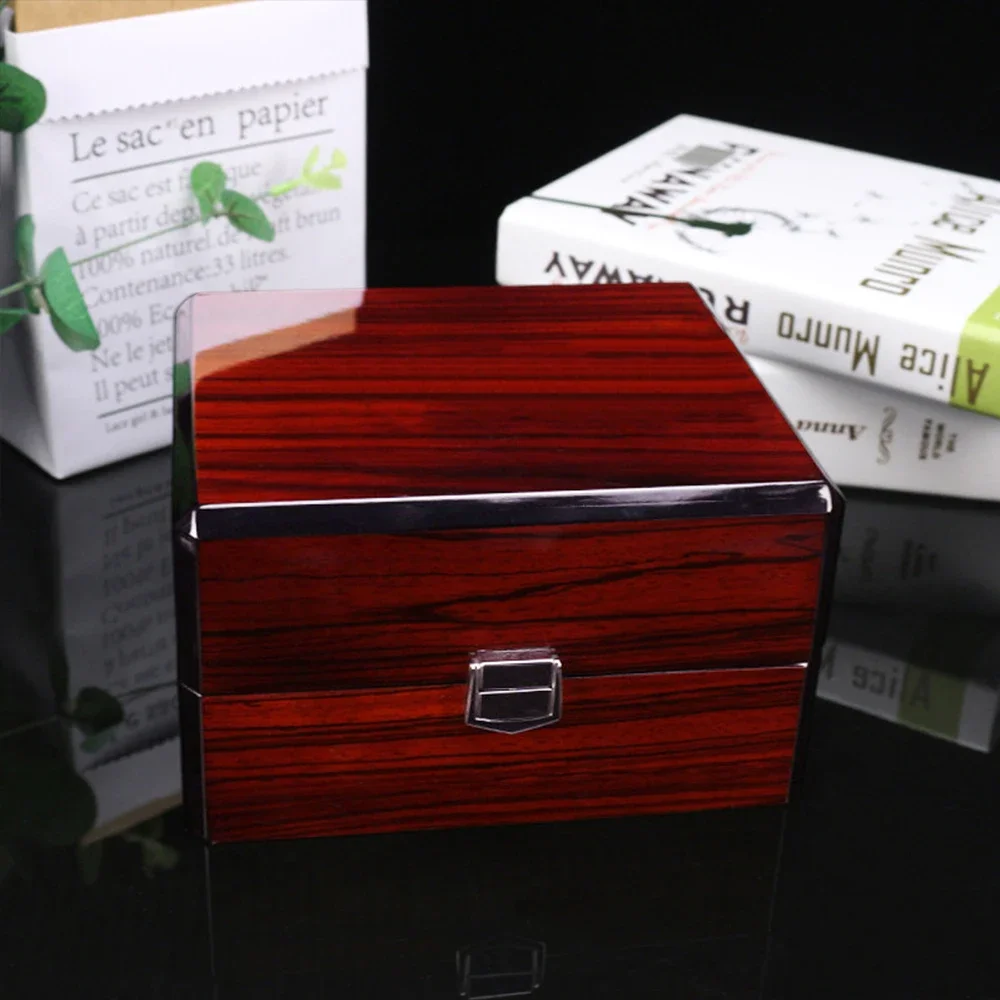 Wine Red Baking Paint Wooden Wrist Watch Box Bangle Leather Pillow Box Storage Watch Holder Watch Gift Box Wholesale Customized