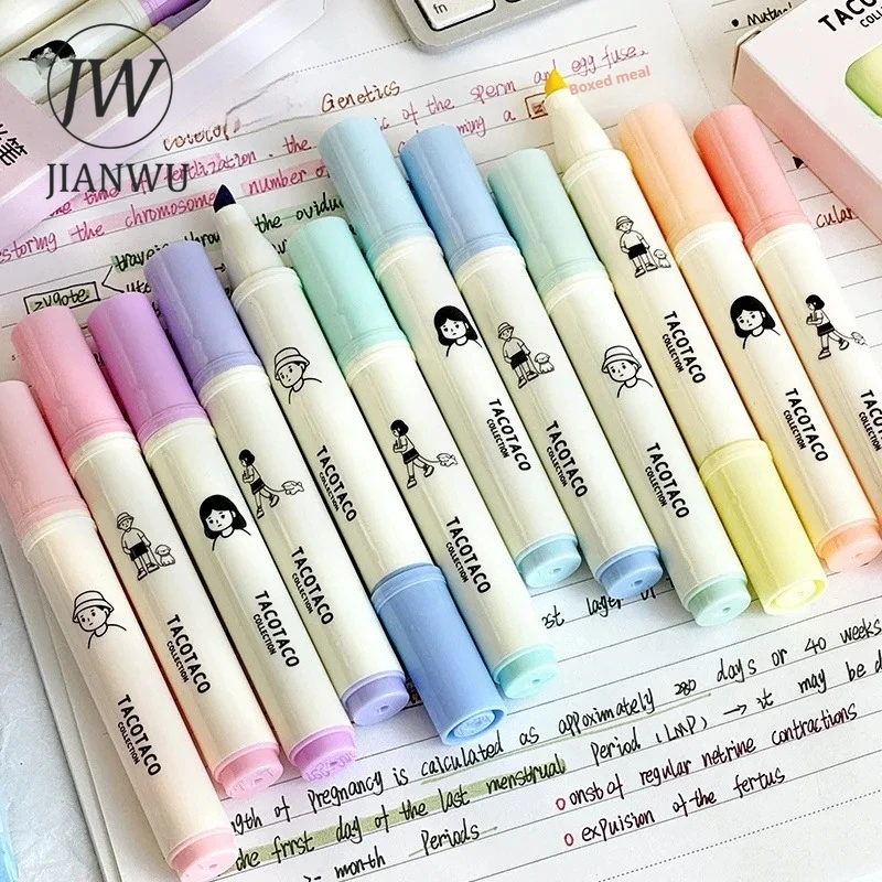 

Набор цветных маркеров JIANWU, 4 шт./компл., с цветными колпачками, для коллажей, плавное письмо, креативный дневник, студенческие принадлежности, канцтовары