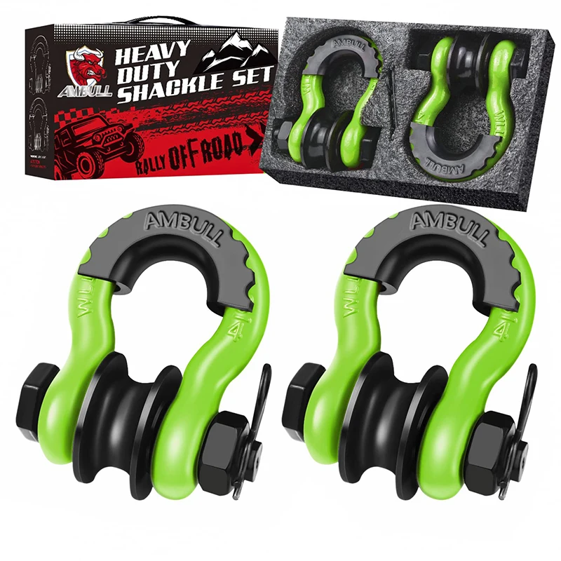 2PCS Snatch Block 3/4 D Ring Shackle 22000lb Break Strength with Towing Pulley Heavy Duty Offroad Recovery Accessory for Truck