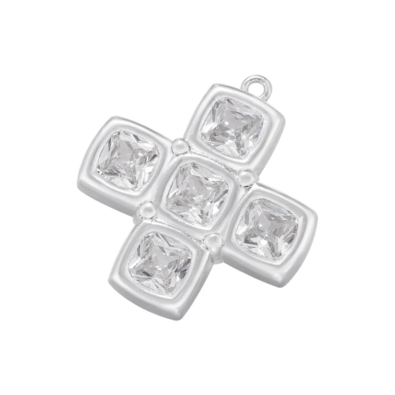 ZHUKOU cross charms for jewelry making Cubic zirconia pendants for women jewelry making supplies accessories wholesale VD1230