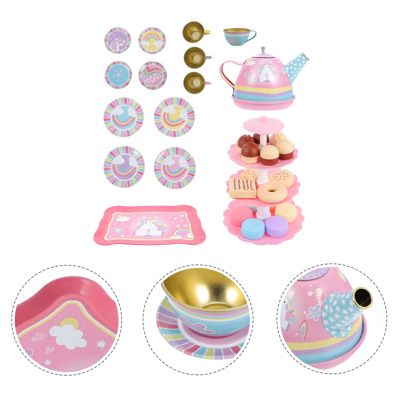 Kids Pretend Toy Tea Playset House Childrens Toys Afternoon Making Tinplate Children’s