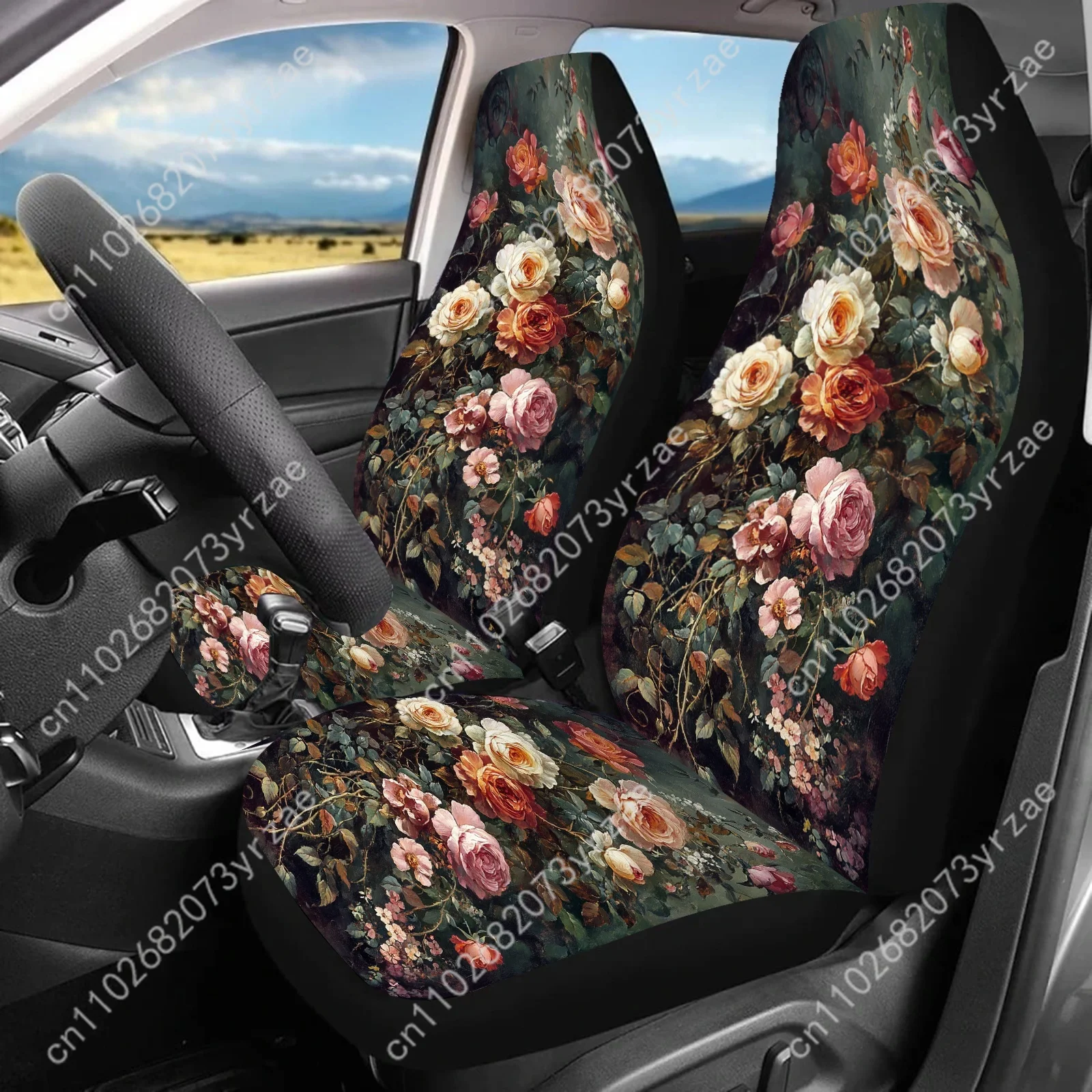 

Vibrant Wild Rose Car Seat Covers Universal Environmentally Friendly Interior Decorations Comfortable Breathable Car Seat Covers
