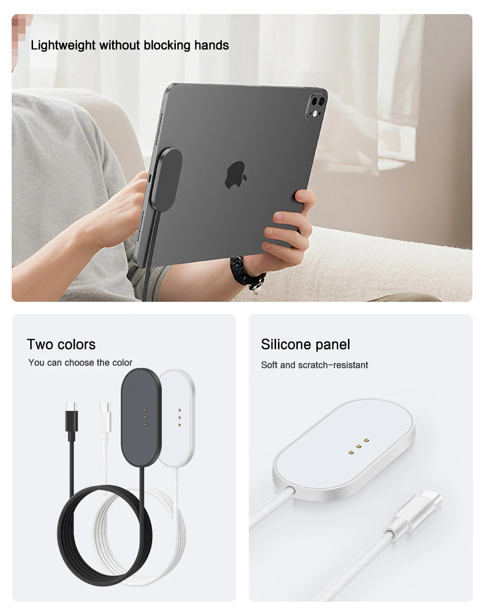 AJIUYU Magnetisches kabelloses Ladegerät für iPad Pro 13 Zoll/11 Zoll/12,9 Zoll/10,9 Zoll, schnelles Laden mit USB-C-auf-C-Ladekabel, intelligentes iPad-Ladegerät – Detail 5