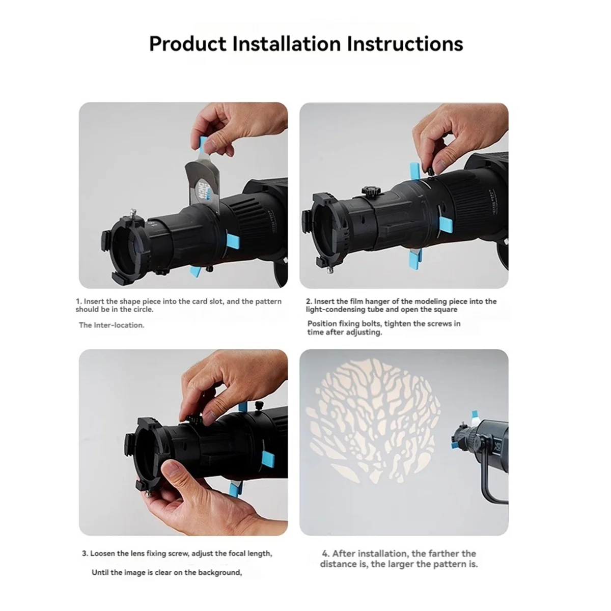 Focalize Snoot Photography Photo Condenser with Geometric Sheet Shapes Gobo Filter Gels for Photo Studio