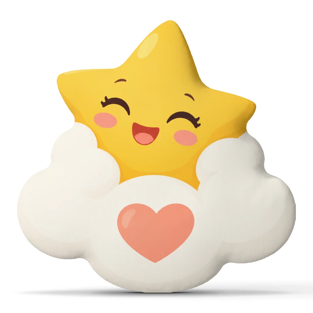 Cute Happy Star Cloud Shaped Throw Pillow Soft Stuffed Cushion Floor Cushion Heart Cheer Up Gift Home Decor for Nursery Room