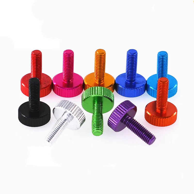 

1Pcs M5*L=15/20/25mm Aluminium Alloy Knurl Flat Head Hand Tighten Thumb Screw Curtain Wall Glass Thumb Bolts 10 Color