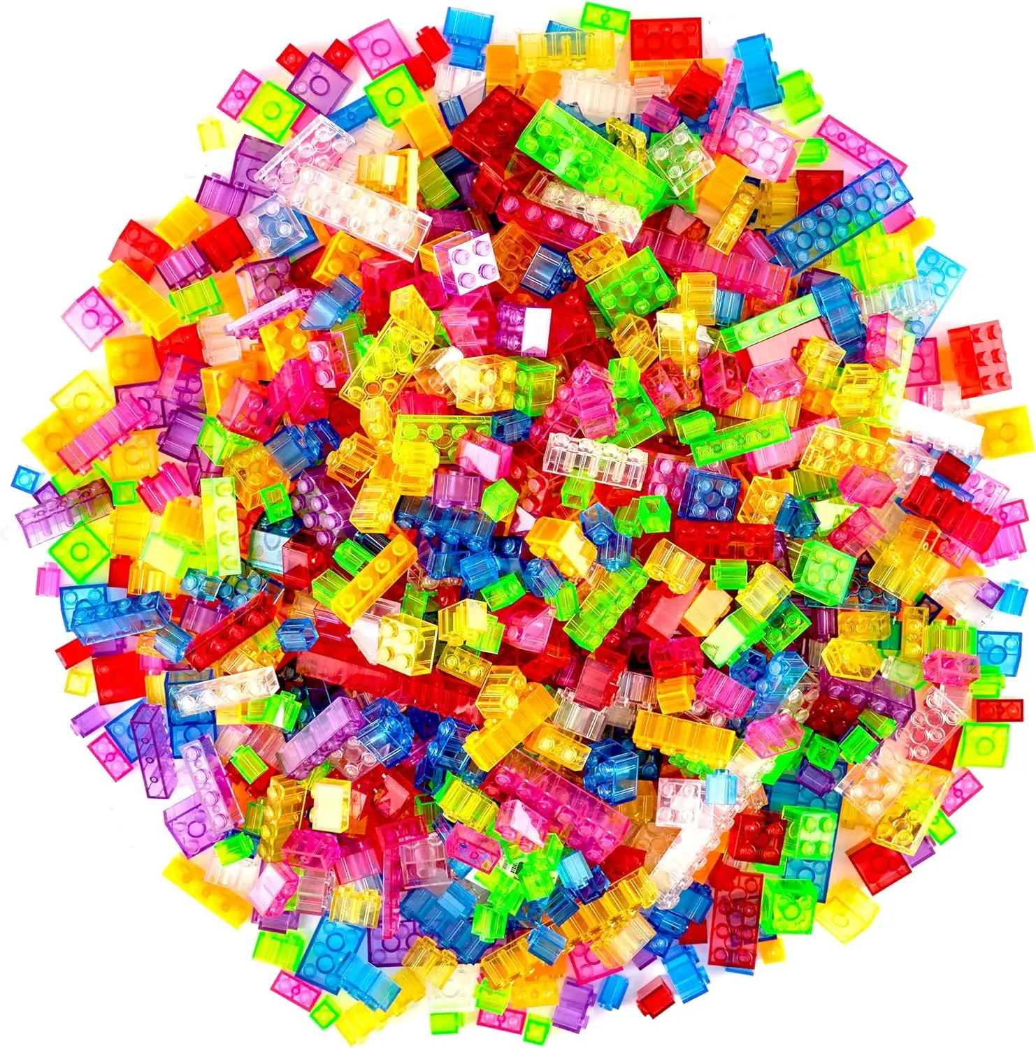 

Toy Building Block, Classic Bricks Building Starter Kit for Kids, 100% Compatible with All Major Brick Brands, Clear Colors, 672